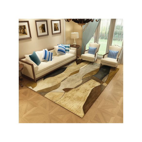 Nordic Geometric Pattern Rug Multi-Color Polypropylene Carpet Anti-Slip Washable Stain Resistant Rug for Great Room