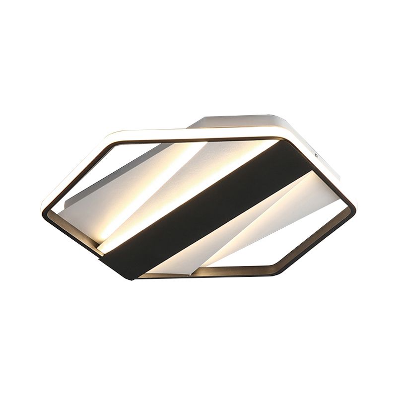 Plafonnier encastré rectangulaire et hexagonal, plafonnier LED moderne en acrylique noir pour hôtel