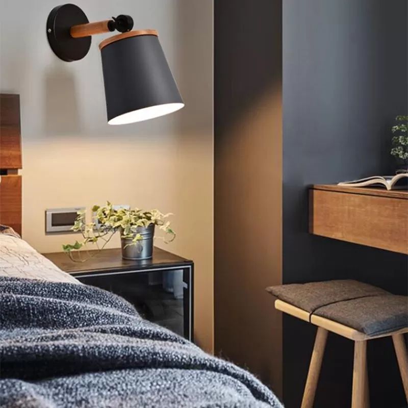 Single Light Trapezoid Sconce Light Rotatable Macaron Loft Metal Wall Lamp for Bedside