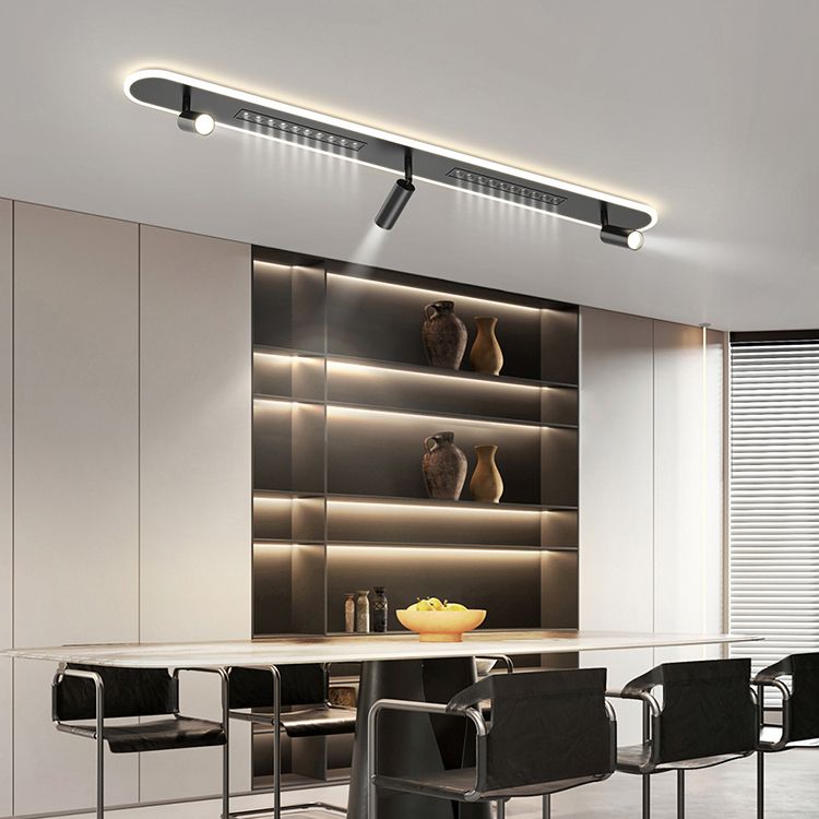 Linear Shape Flush Lights Modern Style Metal 4 Lights Flush Mount Fixture