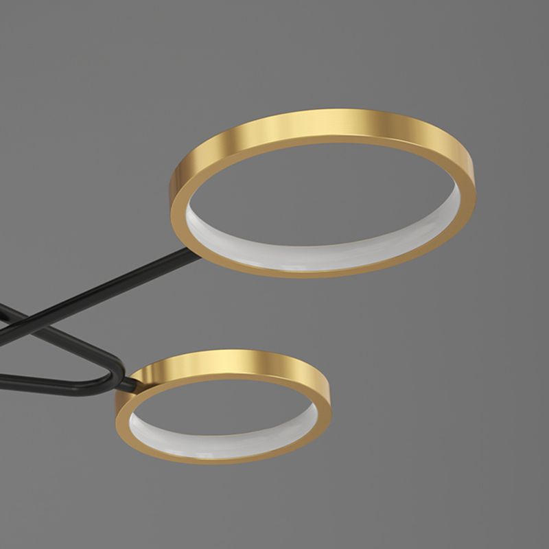 Postmodern Metal Hanging Lights Multi Lights Gold and Black Chandelier for Living Room