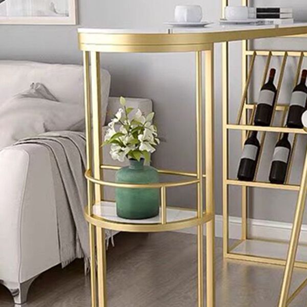 Modern Sintered Stone Bistro Bar Table Metal Base Bar Table with Storage