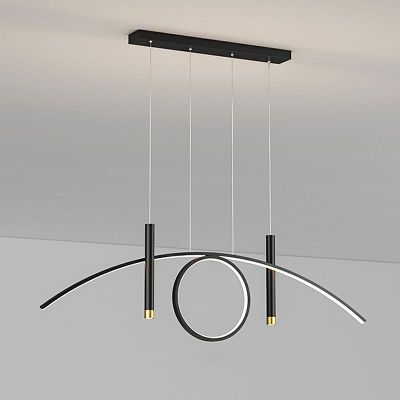 Luce isola a led in ferro battuto in moderna luce a sospensione lineare acrilica per sala da pranzo