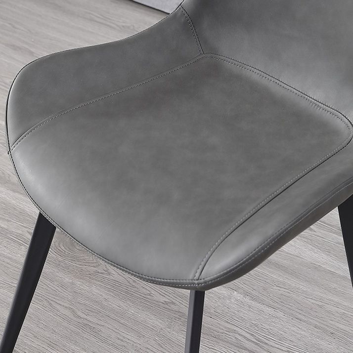 Faux Leather Dining Chairs Industrial Arm Solid Back Dining Side Chairs