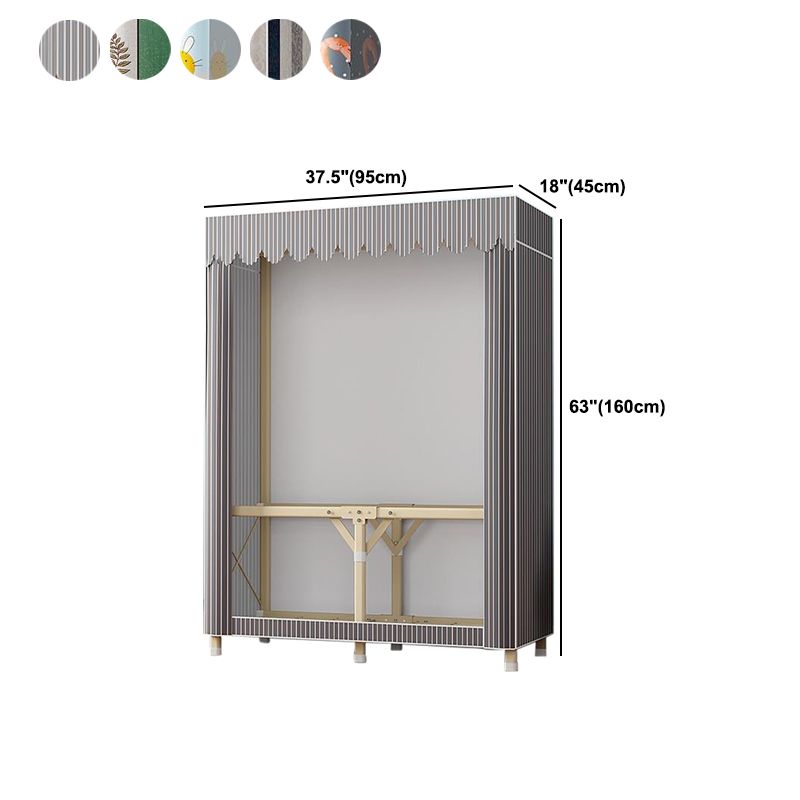 Contemporary Folding Wardrobe Armoire Gold Steel Frame Wardrobe