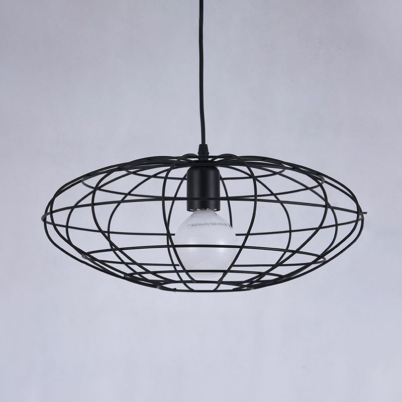 Black 1 Light Pendse Lighting Vintage
Metal Oval Cage Techo de techo para sala de estar