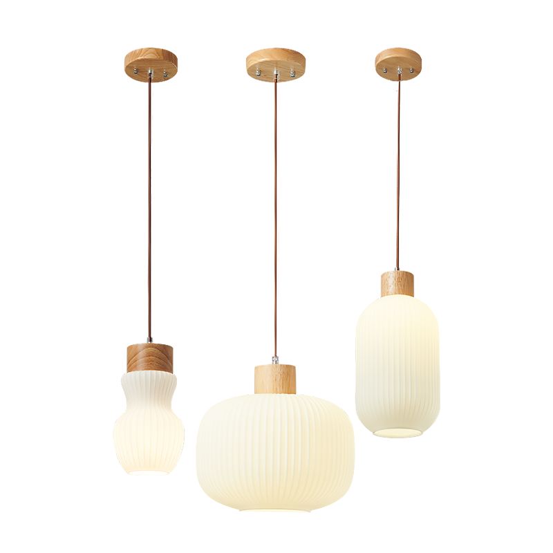 Lumières suspendues en verre Style moderne 1 Light suspendu montage de montage avec bois pour salle à manger