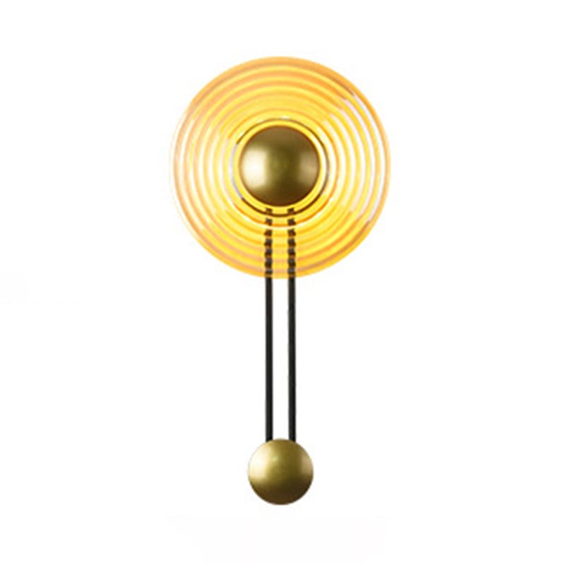 Pronzo della parete a led in oro in vetro in stile artistico moderno lampada a parete circolare in ferro laccata per camera da letto