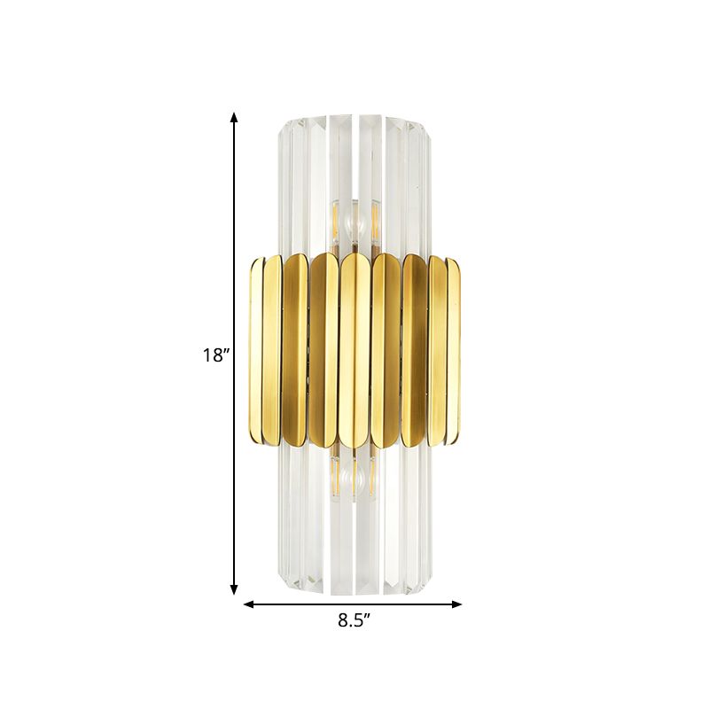 Halfcilinder lamp lampje Minimalistisch Clear Crystal 2 Lights Slaapkamer Wandverlichting in goud