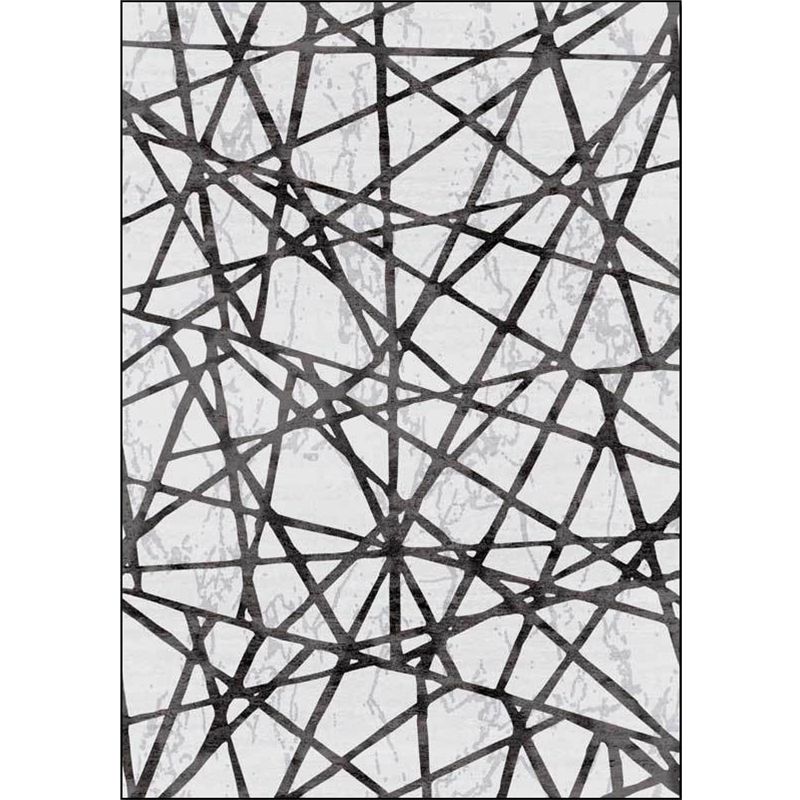 Modernism Geometric Pattern Rug Grey Polyester Rug Non-Slip Pet Friendly Washable Carpet for Drawing Room