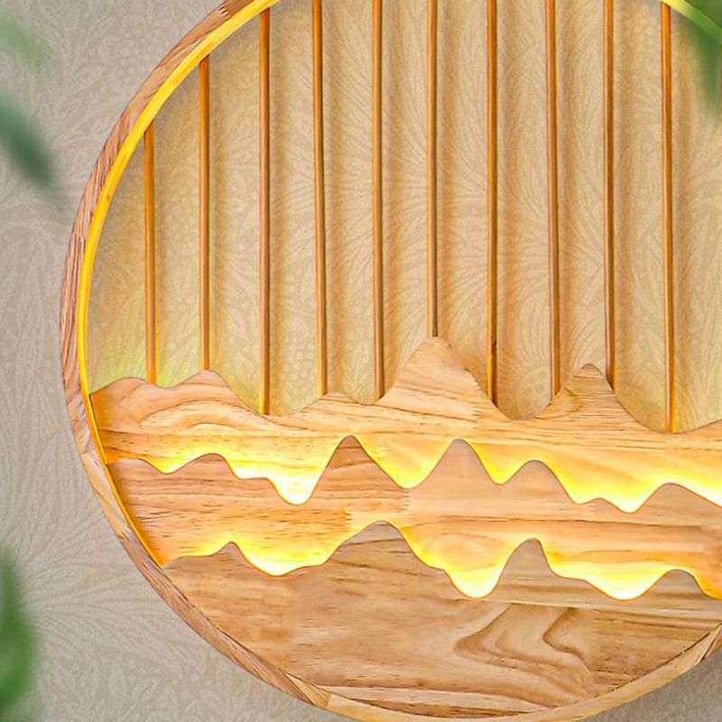 Modern Style Wooden Wall Sconce Simple LED Wall Mount Lamp for Living Room