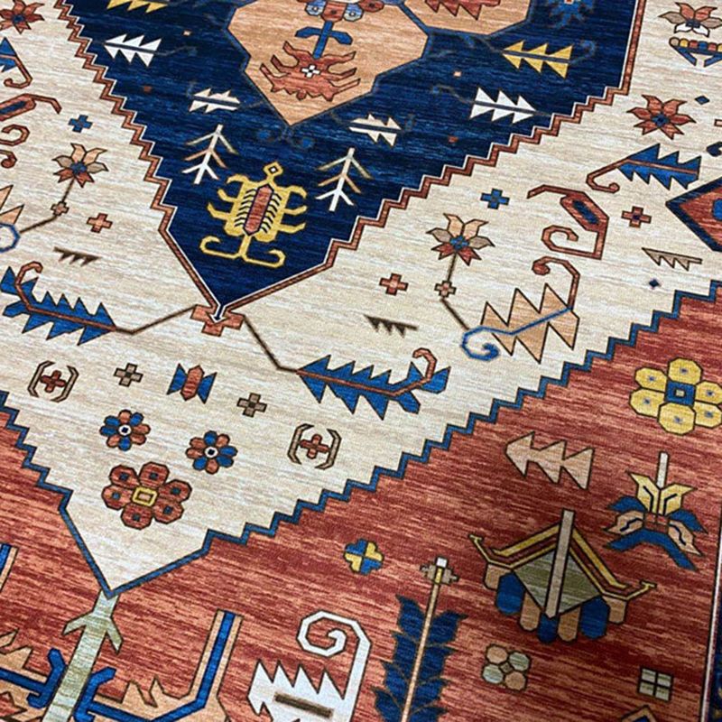 Navy Bohemian Area Carpet Polyester Medallion Indoor Rug Washable Carpet for Indoor Room