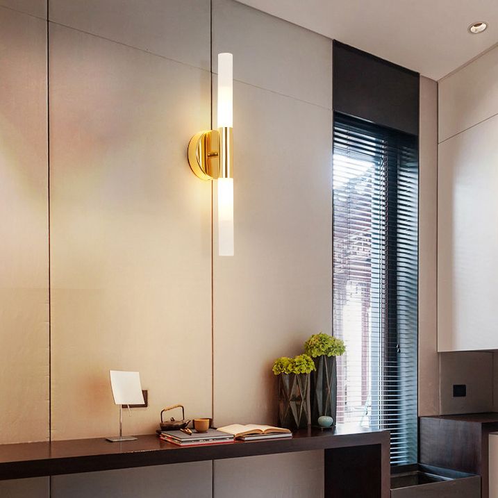 Simplicité moderne mural tubulaire éclairage en verre blanc lampe murale murale pour chambre à coucher