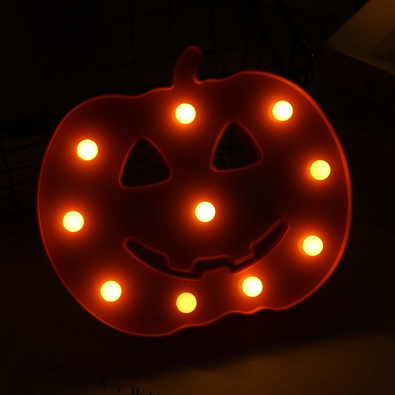 Halween Pumpkin Plastic Night Night Night Lampada da parete arancione LED per camera da letto