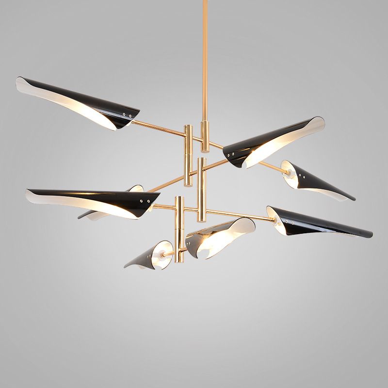 Black Hanging Lighting Fixtures Modern Metal Linear Pendant Lighting