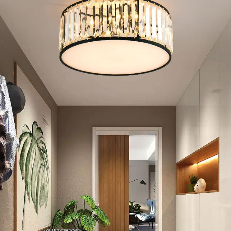 5 Lights Flush Mount Ceiling Light Simplicity Crystal Ceiling Flush Mount for Living Room