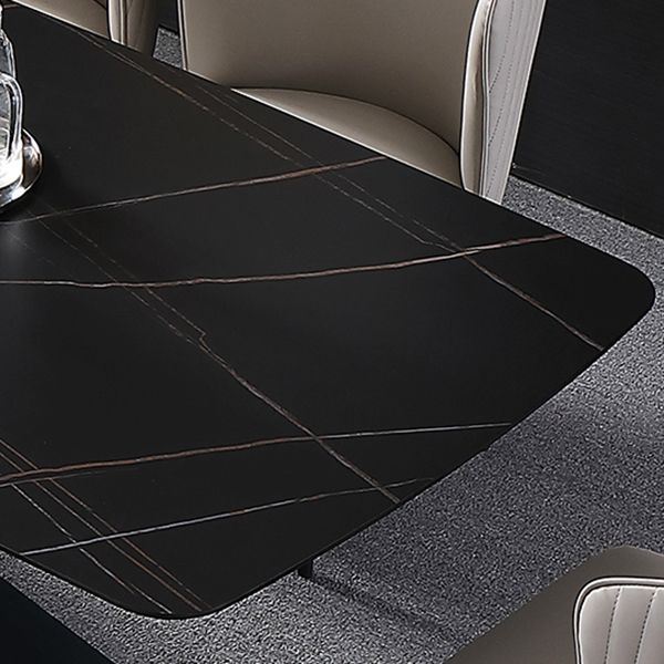 Traditional Luxury Rectangle Dining Table Sintered Stone Table with Pedestal Base