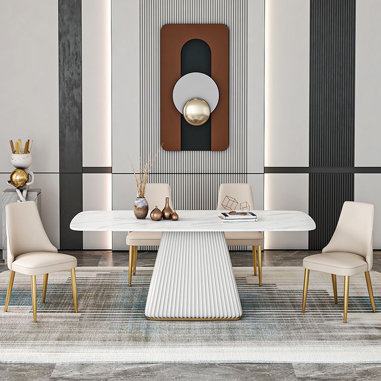 Mesa de comedor de piedra sinterizada Mesa de comedor tradicional de lujo con base de pedestal