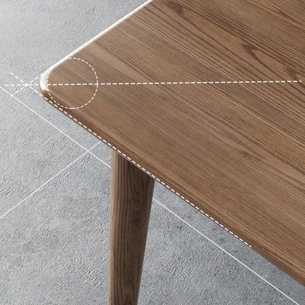 Modern Style Ash Wood Dining Table 4 Legs Rectangular Table in Wood Color