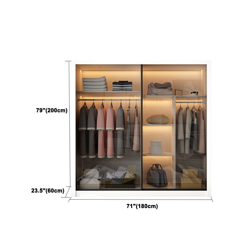 Mirrored Finish Cabinet with Brown Glass Door Modern White Storage Cabinet