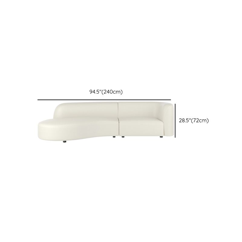 White Cushion Back Sofa Curved Corner Loveseat for Living Room