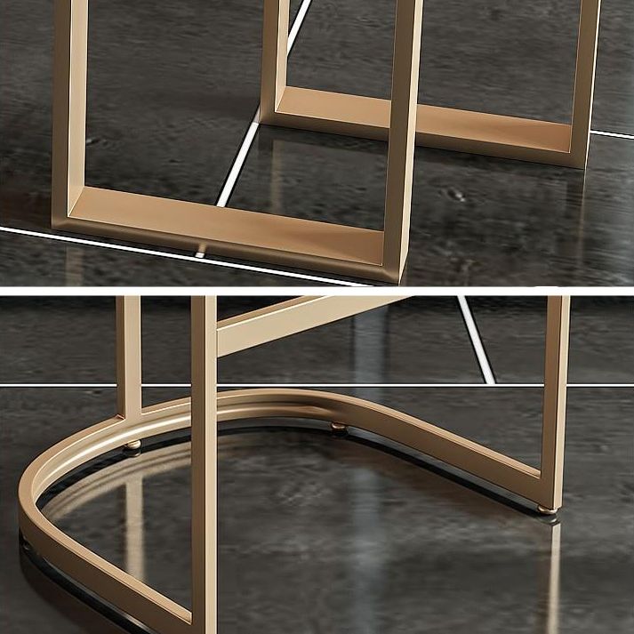 Glam Faux Marble Bistro Bar Table Rectangle Metal Base Bar Table