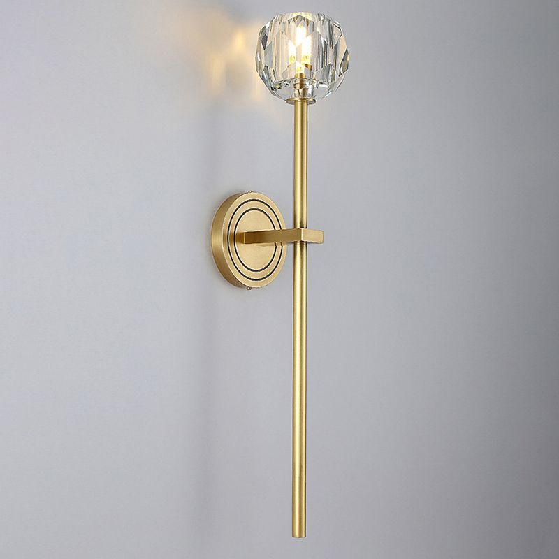 Nordic Brass Wall Light Globe Gold Wall Sconce with Crystal for Living Room