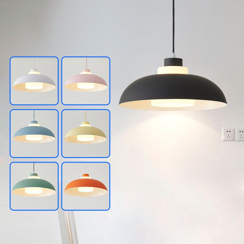 Bol en aluminium plafonnier pendrier léger macaron à la lampe à bulbe unique avec insert de l'ombre acrylique