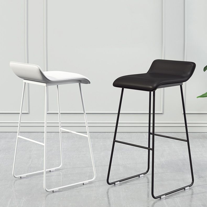 Modern Armless Backrest Counter Stool Steel Cafe Bar Stool with Pedal and Acrylic Seat