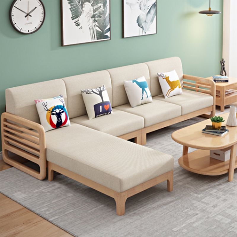 Nordic Fabric Sofa Chaise Living Room Square Arm Cushions Sofa Bed