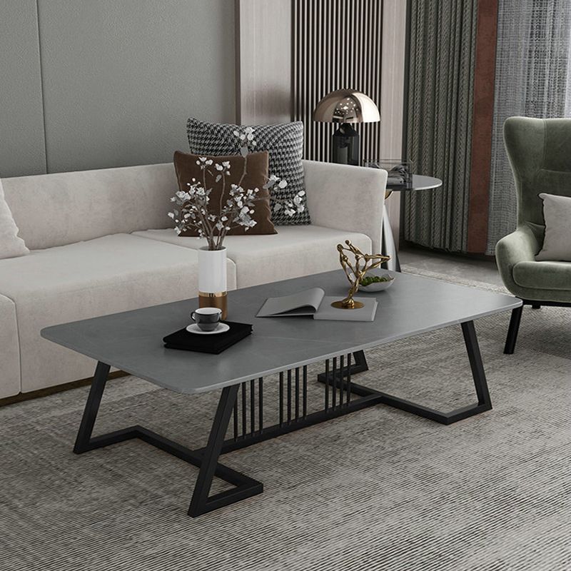 Rectangular Slate 1 Single Coffee Table 17.7-In High Frame Cocktail Table