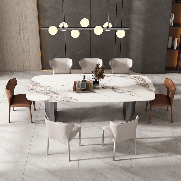 Minimalist Style Dining Table Set with Rectangle Shape Table and Upholstery Chairs