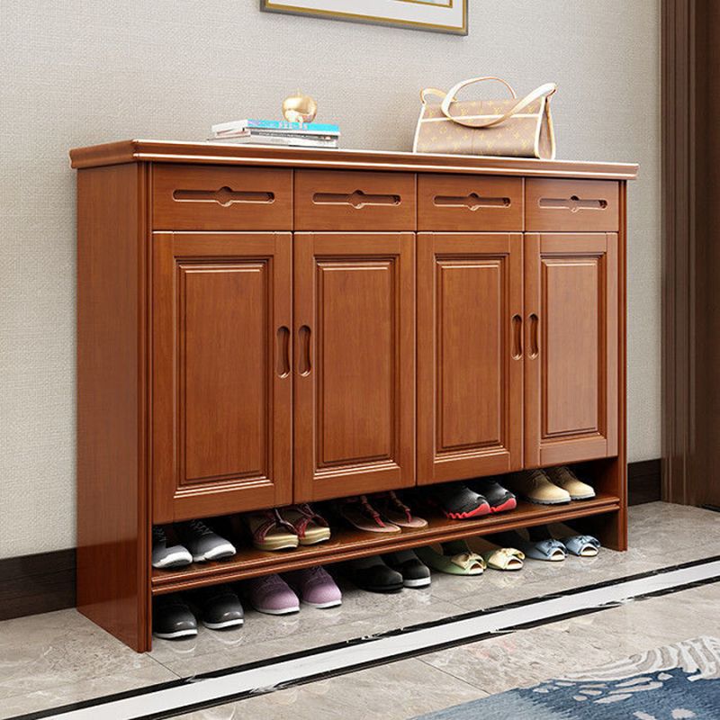 Mid-Century Modern Cabinet Grooves With Doors Rectangle Accent Cabinet