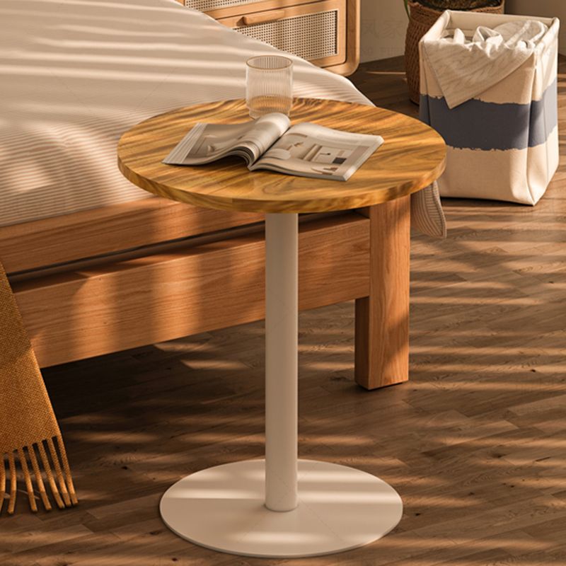 Round Pedestal End Table Minimalist Wood Side End Table for Living Room