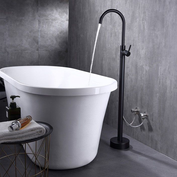 Modern Floor Mounted Metal Freestanding Tub Filler Single Handle Freestanding Faucet