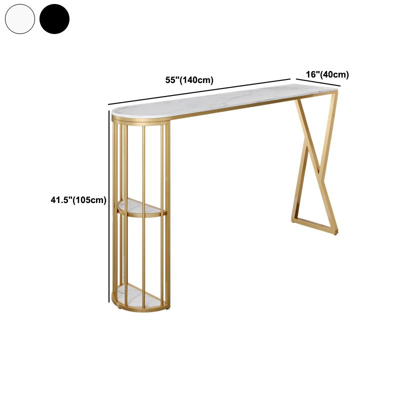 1/3 Pieces Glam Iron Bar Table Set Sintered Stone Top Bistro Set with Shelf