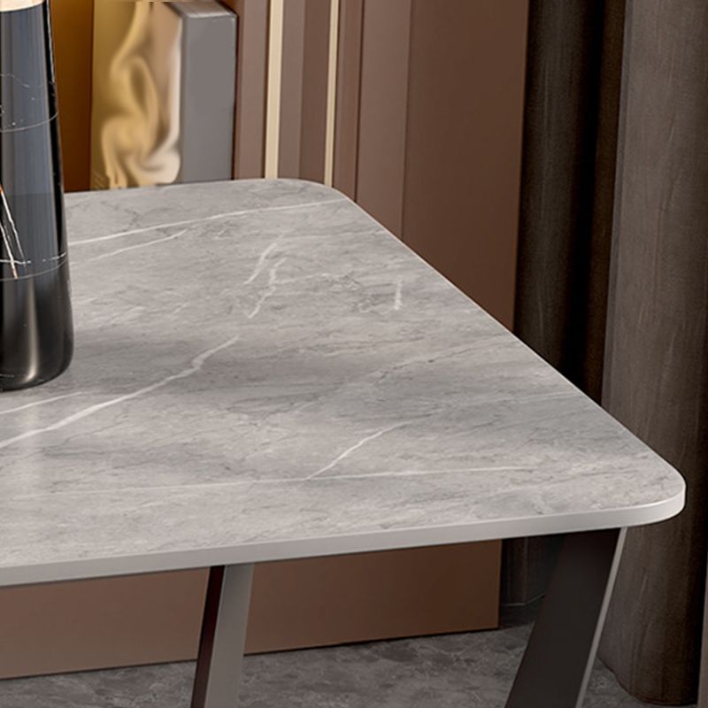Square Marble Top End Table Metal Frame Sofa Side End Table with Shelf