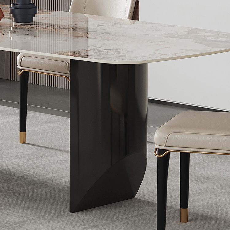 Contemporary Dining Sets with Sintered Stone Dining Table and Cushioned Chairs