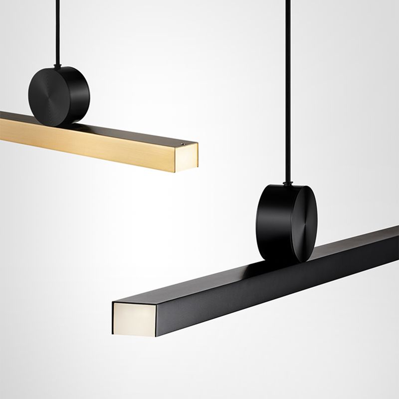 Zeitgenössischer Stil Linear Island Light Metal 1- Hellinsel Anhänger Licht