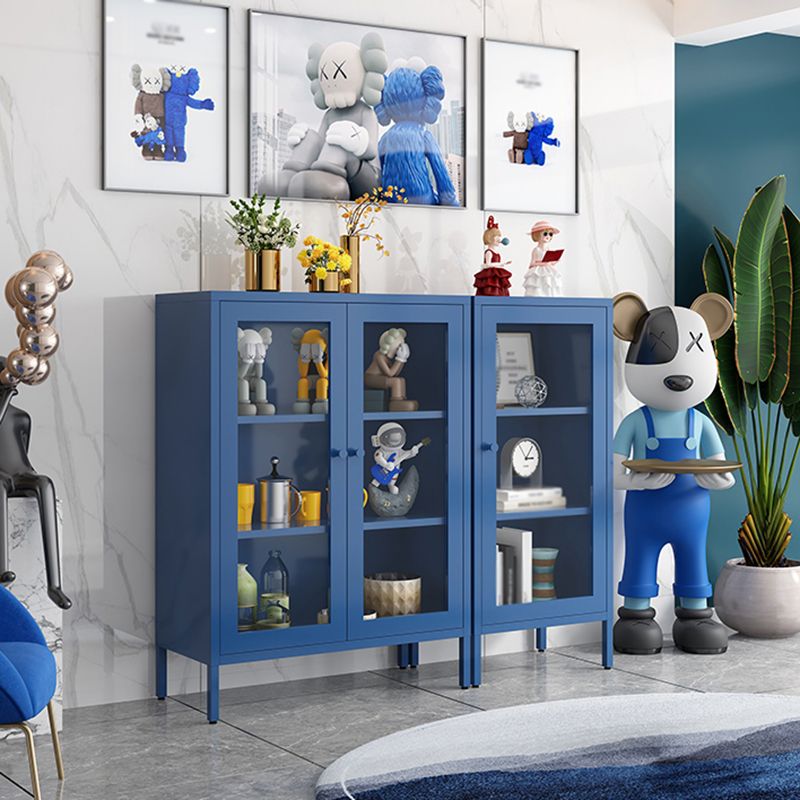 Steel Dining Room Sideboard Cabinet Modern Server Cabinet with Storage and Two Doors