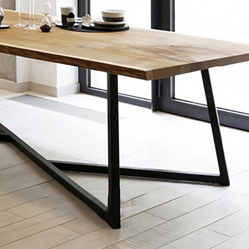 Industrial Solid Wood Table for Restaurant Rectangle Dining Table with Trestle Base