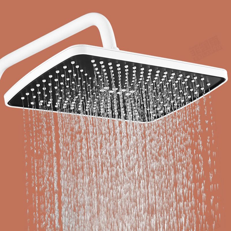 White Shower System Adjustable Spray Pattern Shower Arm Square Wall Mount Shower System