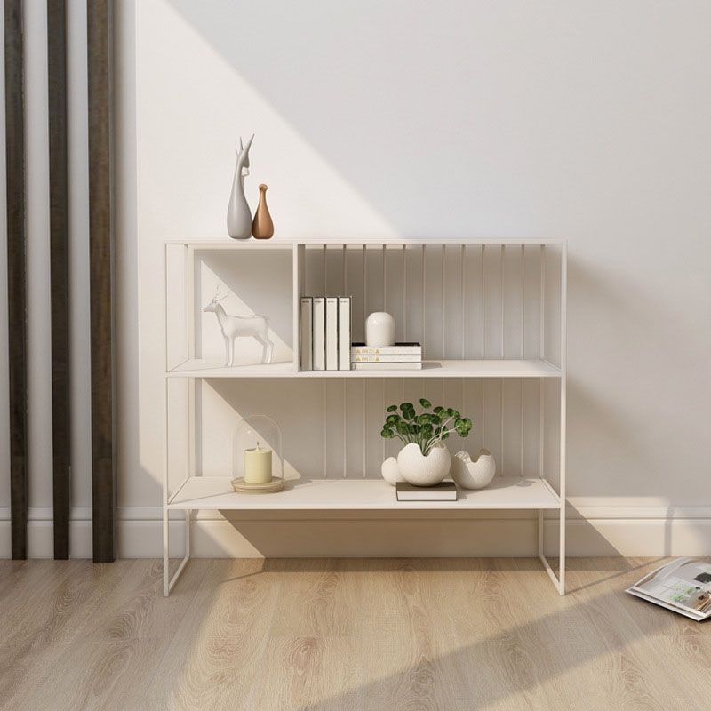 Modern Iron Open Storage Console Sofa Table Rectangle End Table with Shelves for Hall