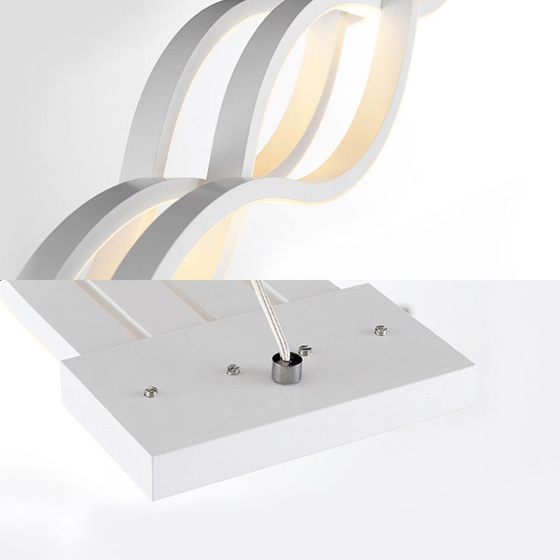 25.5"/39" Wide White Wavy Suspension Light Modern LED Acrylic Ceiling Pendant over Island in Warm/White/Natural Light