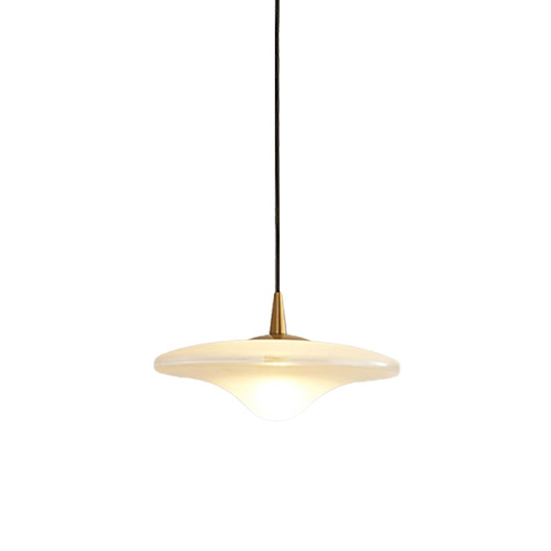 Contemporary Flare Hanging Lamp White Glass 1 Bulb Restaurant Down Lighting Pendant