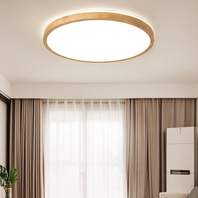 Plafoniera moderna a LED in legno con montaggio a incasso rotondo