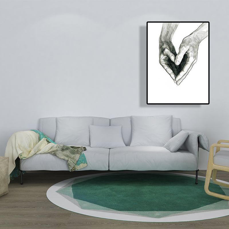 Scandinavian Two Hands Portrait Painting White Kitchen Backsplash Wall Art Print