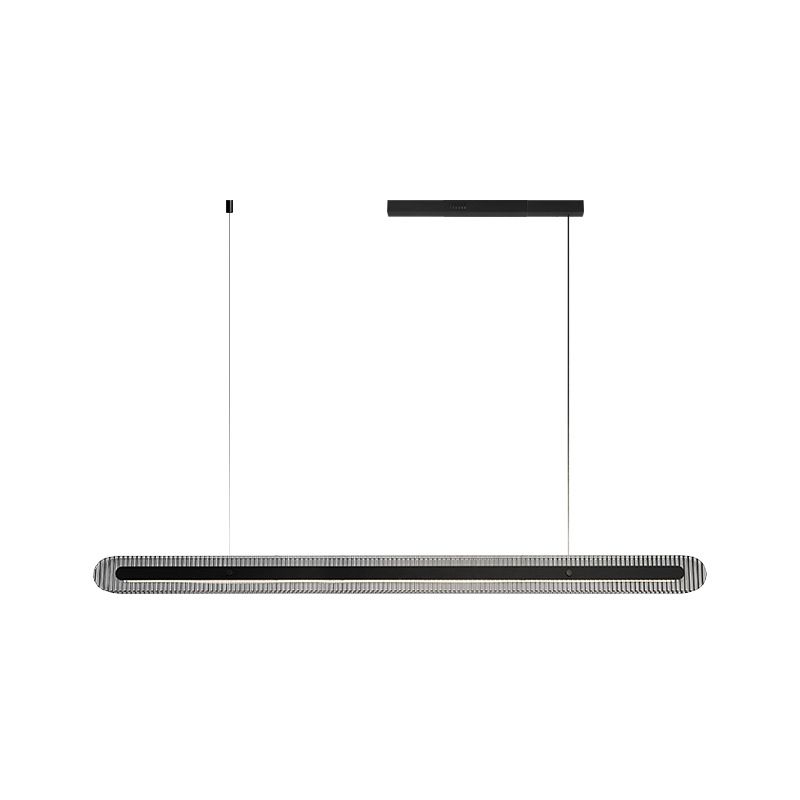 Single Modernism Style Black LED Statement Linear Kitchen Island Light