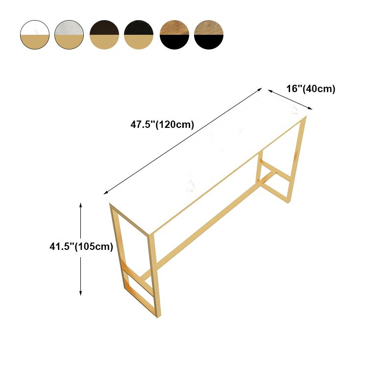 Table à manger en marbre et bar en bois avec table rectangle Table à chevalets en haut - 41,3 "H