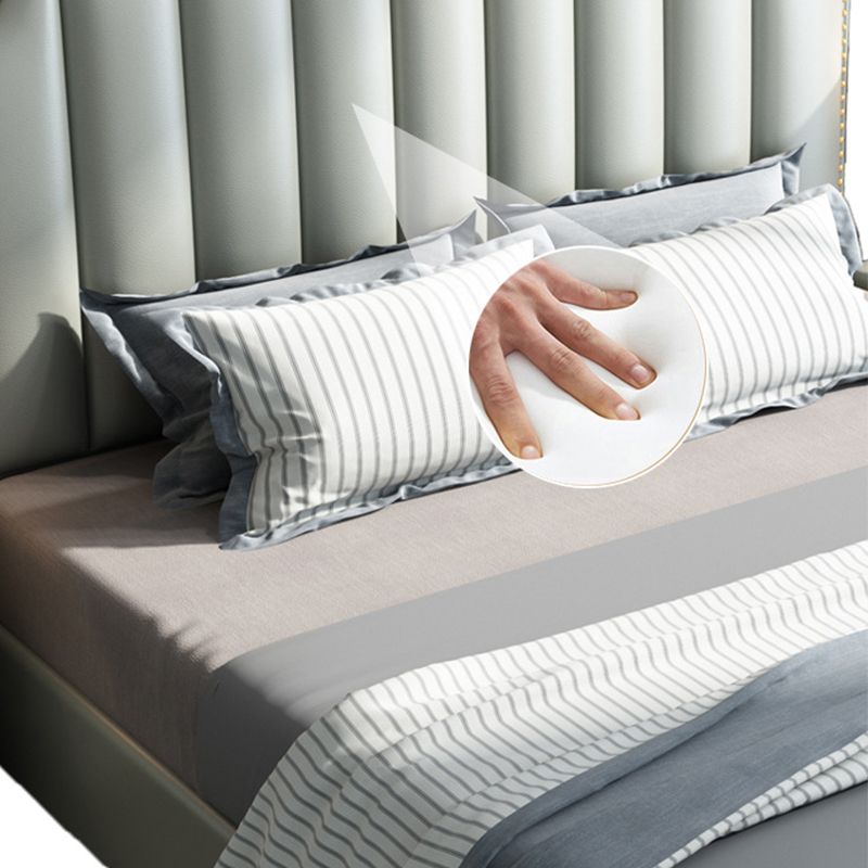 84.65 inch Wide Contemporary Standard Bed Solid Wood Bed with Headboard